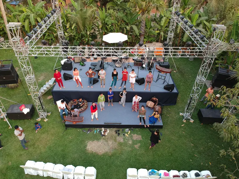 Stage set up at Jaya House for music event in Siem Reap Cambodia