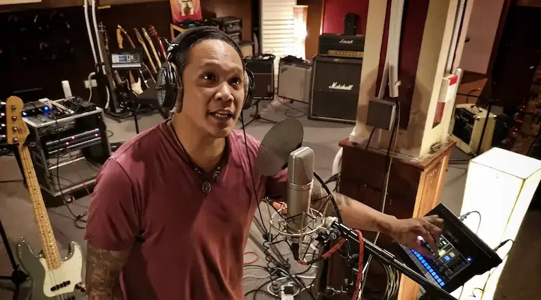 Recording session in Studio 1 at 60 Road Studios, Siem Reap, Cambodia