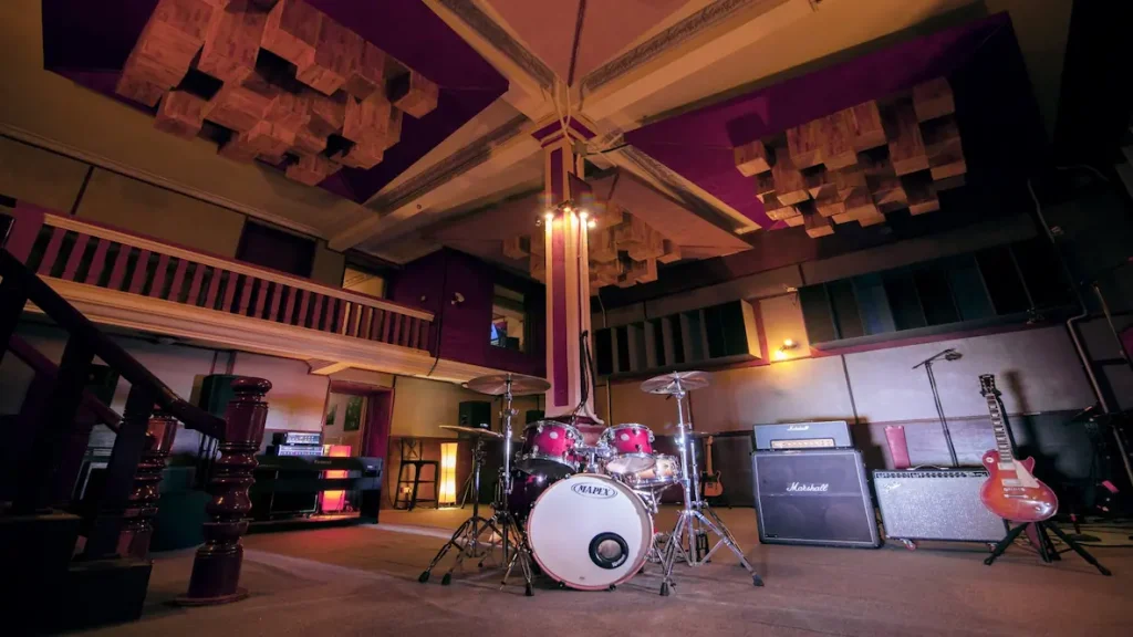 Main live room at 60 Road Studios recording studio Siem Reap Cambodia