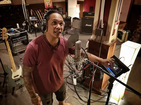 Recording session in Studio 1 at 60 Road Studios, Siem Reap, Cambodia